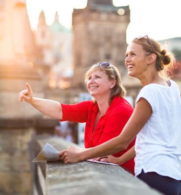 mother and daughter traveling together