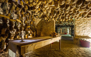 making of prosciutto salted pork in Parma
