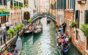 venetian bridge with gondole