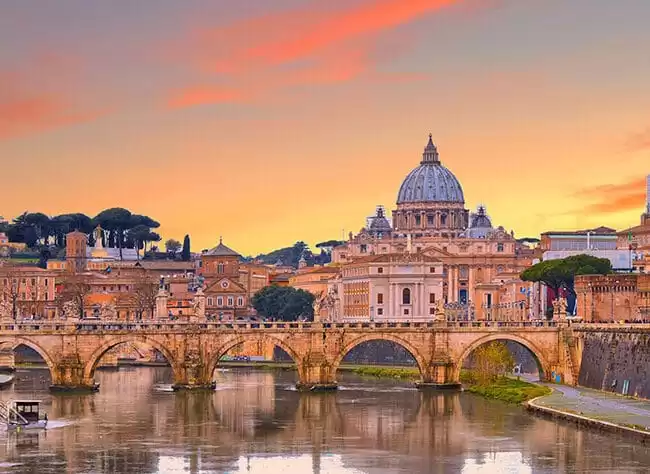 st peter basilica in Rome from ponte sant'angelo