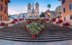 Spanish steps in Rome with flowers