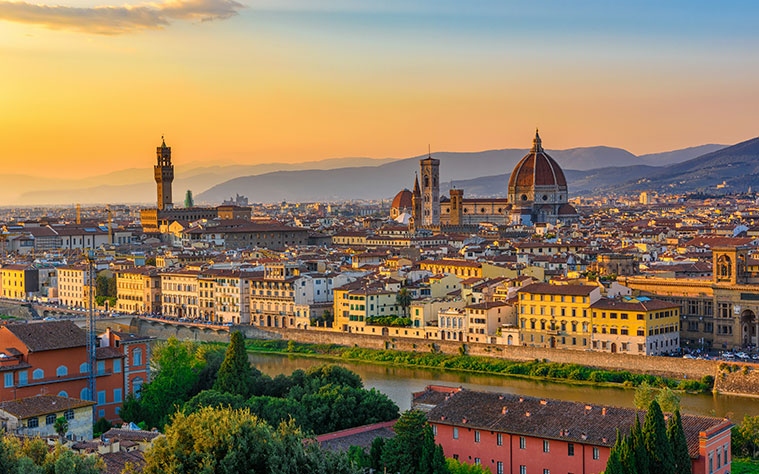 view of Florence at sunset