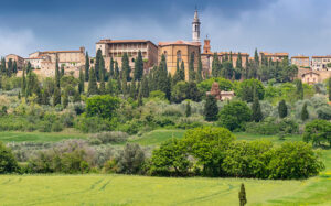 Touristic view of Pienza Italy