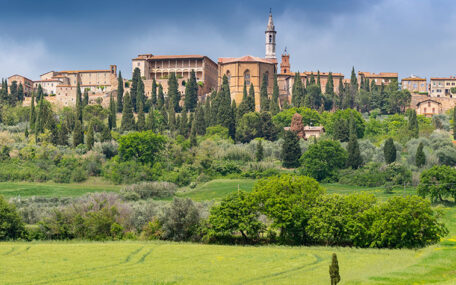 Touristic view of Pienza Italy