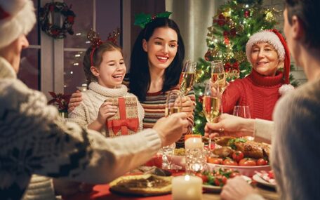 family celebrating Christmas