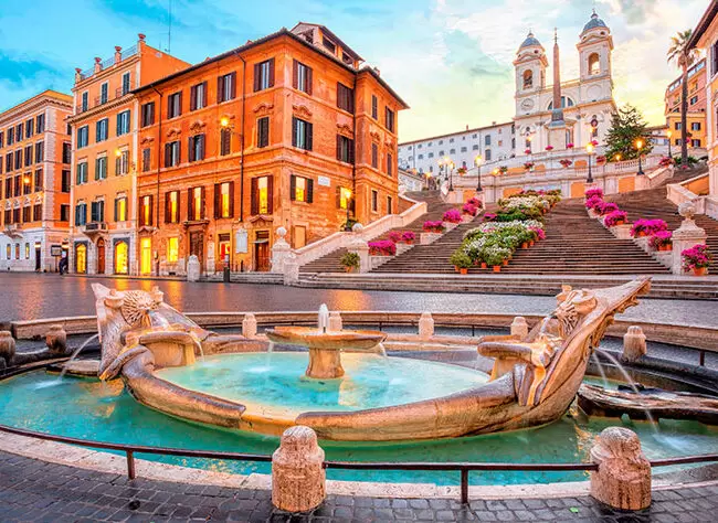 Spanish steps fountain in Rome