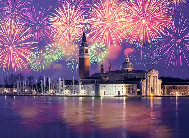 fireworks over Church of San Giorgio Maggiore Venice 2